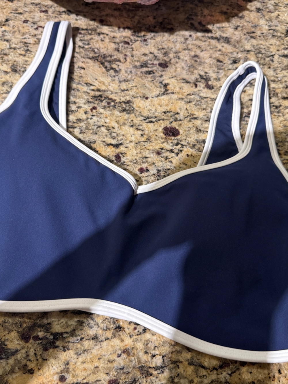 Abercrombie & Fitch Navy Blue Sports Bra with White Trim